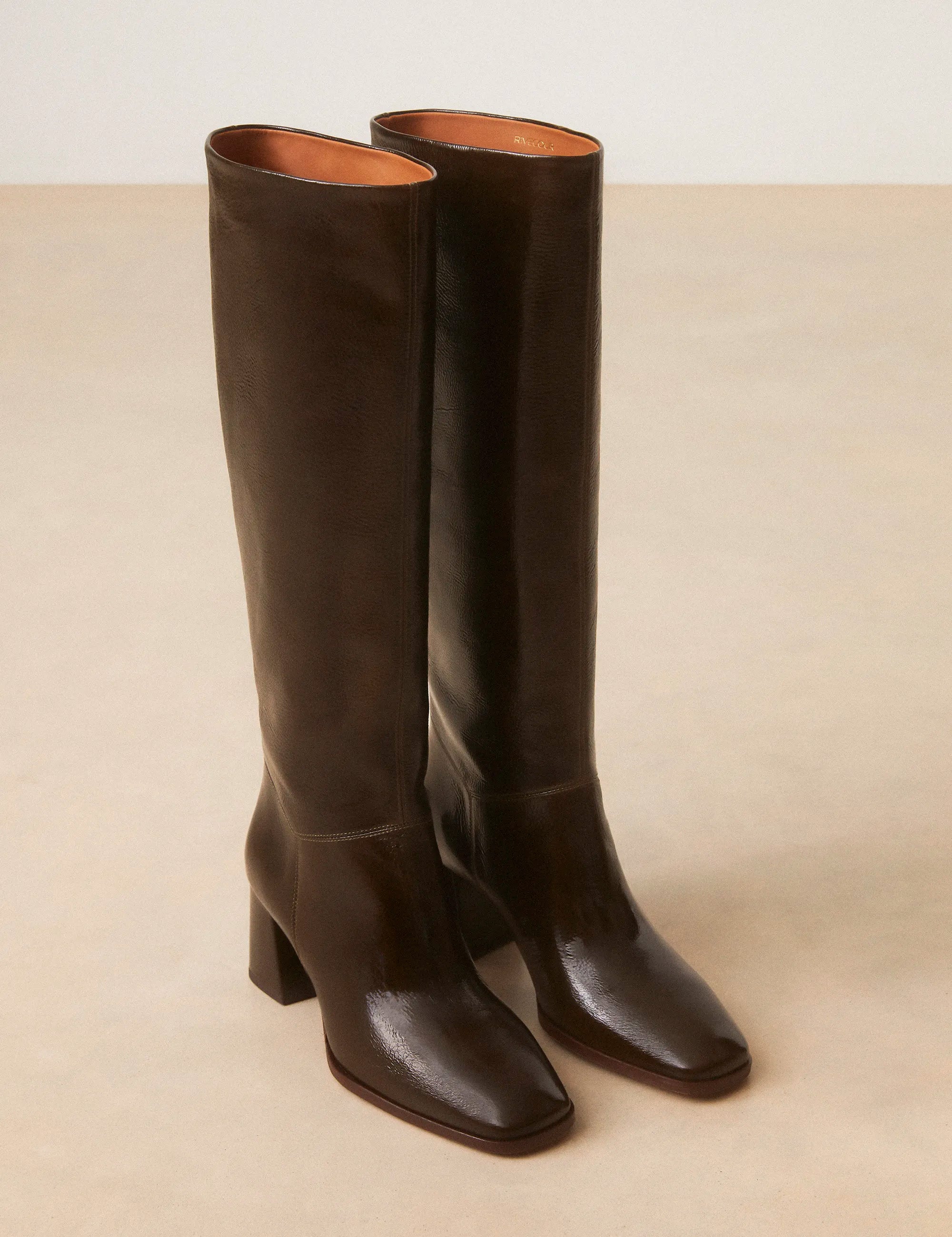 Bottes Cuir Vernis Kaki - Numéro 109 - Rivecour