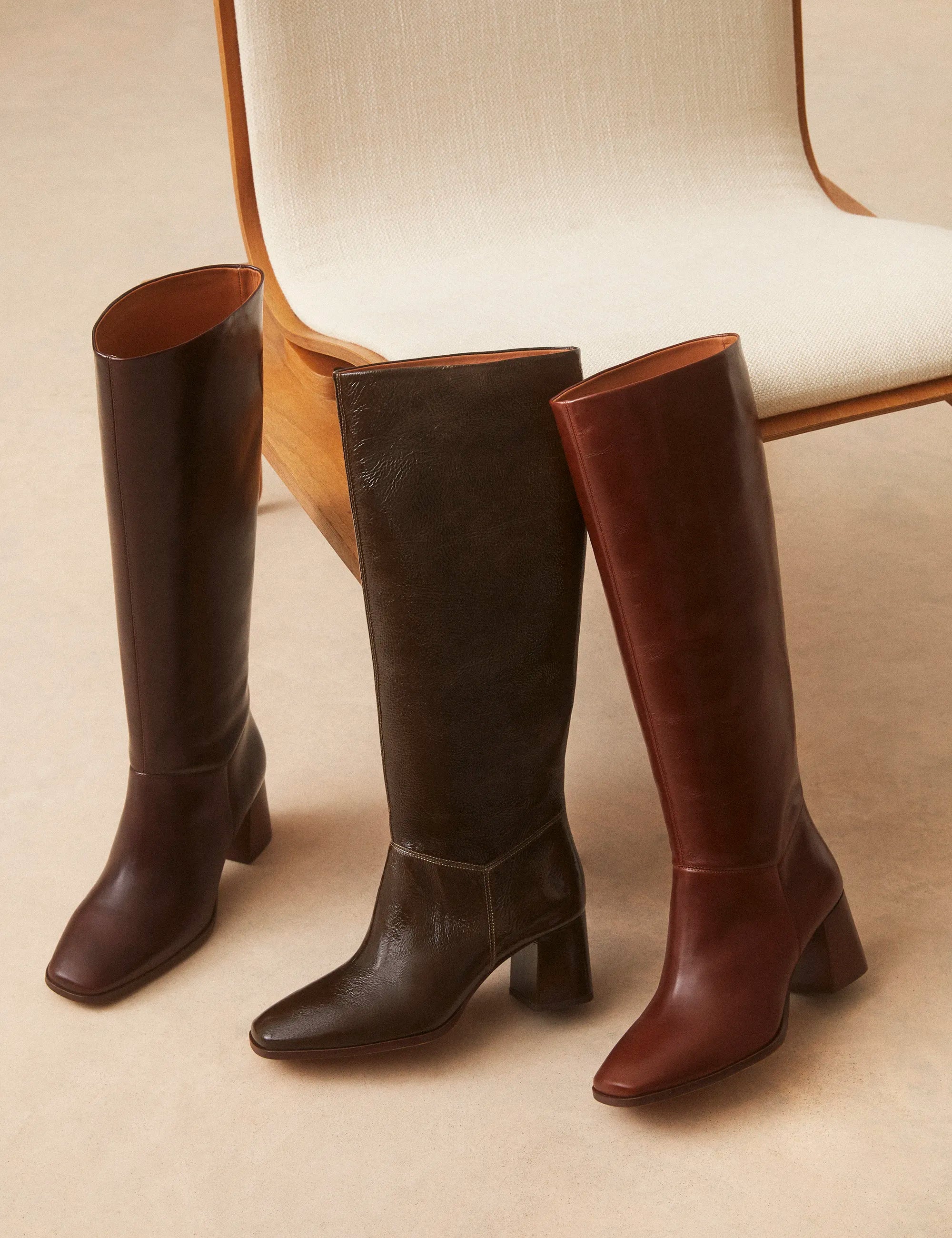 Bottes Cuir Vernis Kaki - Numéro 109 - Rivecour