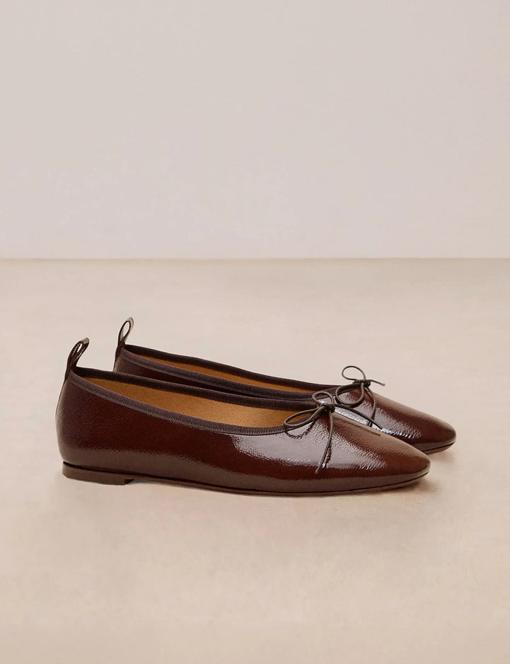 Ballet Flats Leather Patent Brown - Numéro 124 - Rivecour