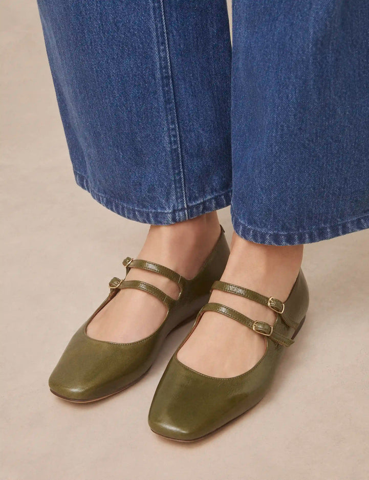 Babies Cuir Vernis Kaki - Numéro 128 - Rivecour