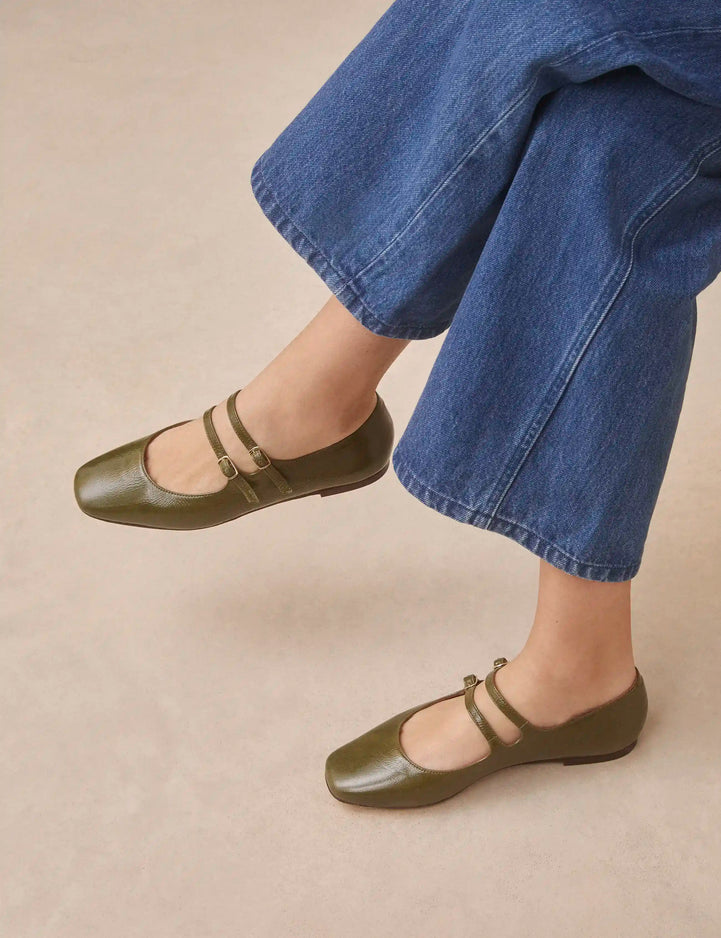 Babies Cuir Vernis Kaki - Numéro 128 - Rivecour