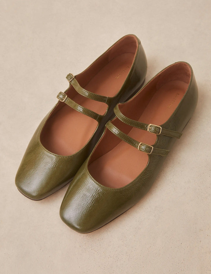 Babies Cuir Vernis Kaki - Numéro 128 - Rivecour