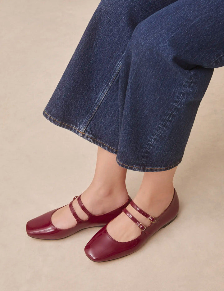 Babies Cuir Vernis Bordeaux - Numéro 128 - Rivecour