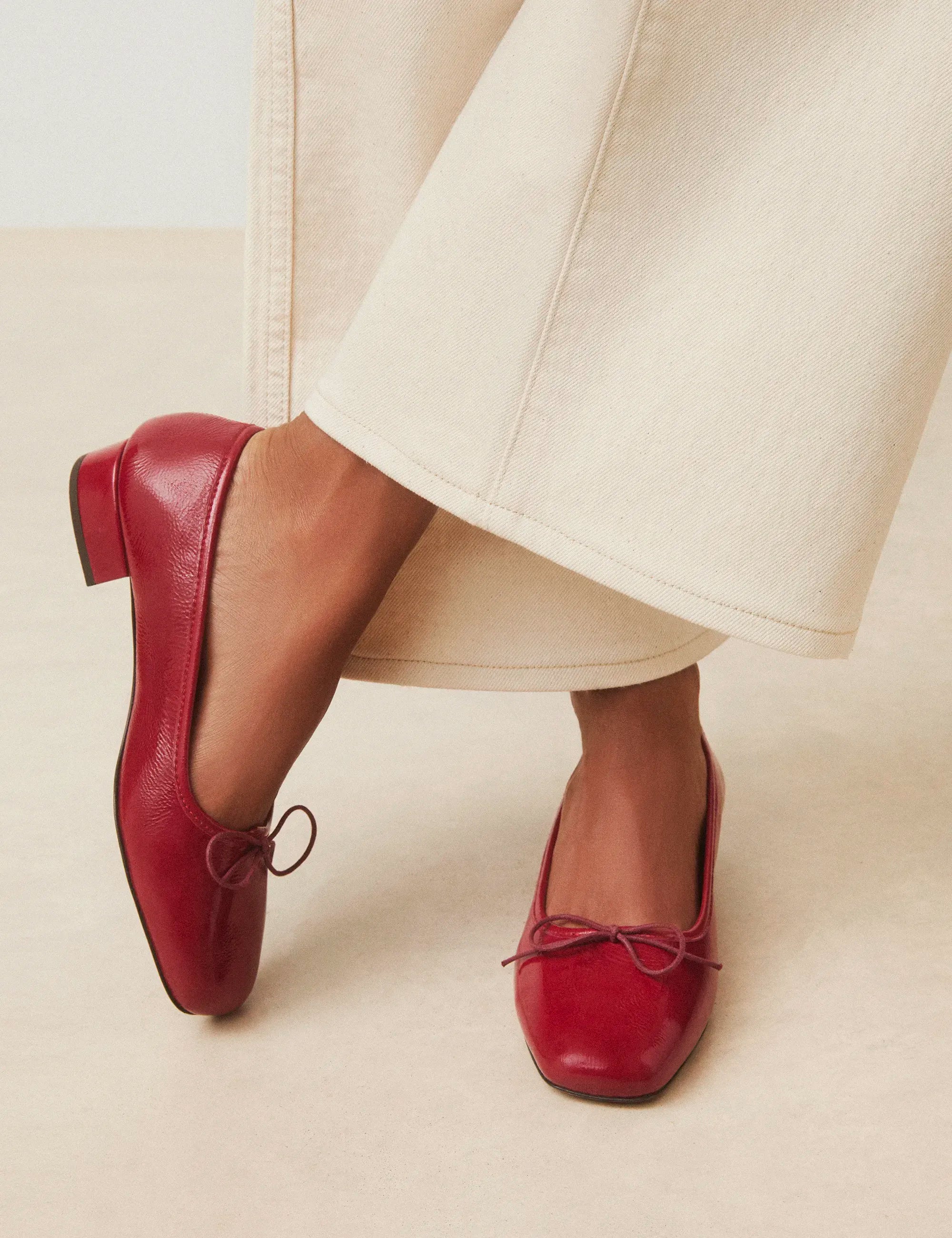 Ballerine Cuir Vernis Rouge Cerise - Numéro 134 - Rivecour
