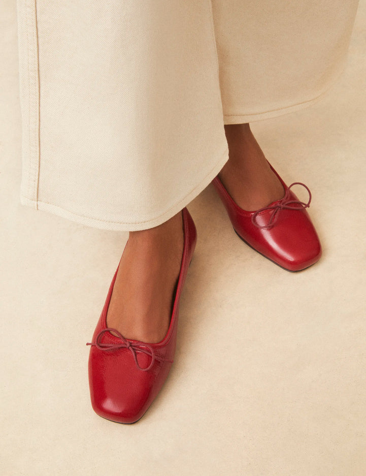 Ballerine Cuir Vernis Rouge Cerise - Numéro 134 - Rivecour