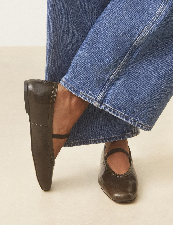 Ballerines Cuir Vernis Kaki - Numéro 136 - Rivecour