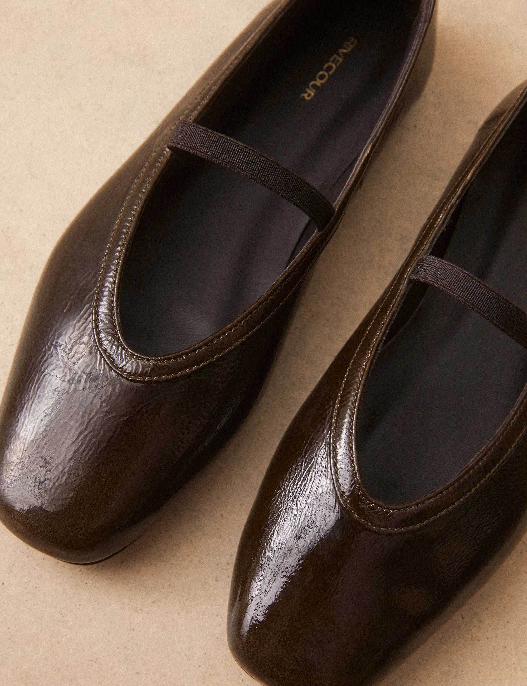 Ballerines Cuir Vernis Kaki - Numéro 136 - Rivecour