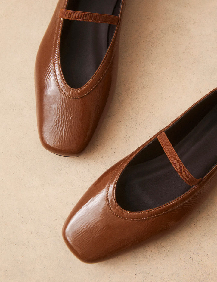 Ballerines Cuir Vernis Brun - Numéro 136 - Rivecour