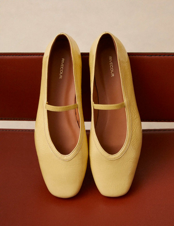 Ballet Flats Leather Patent Jaune Sorbet - Numéro 136 - Rivecour