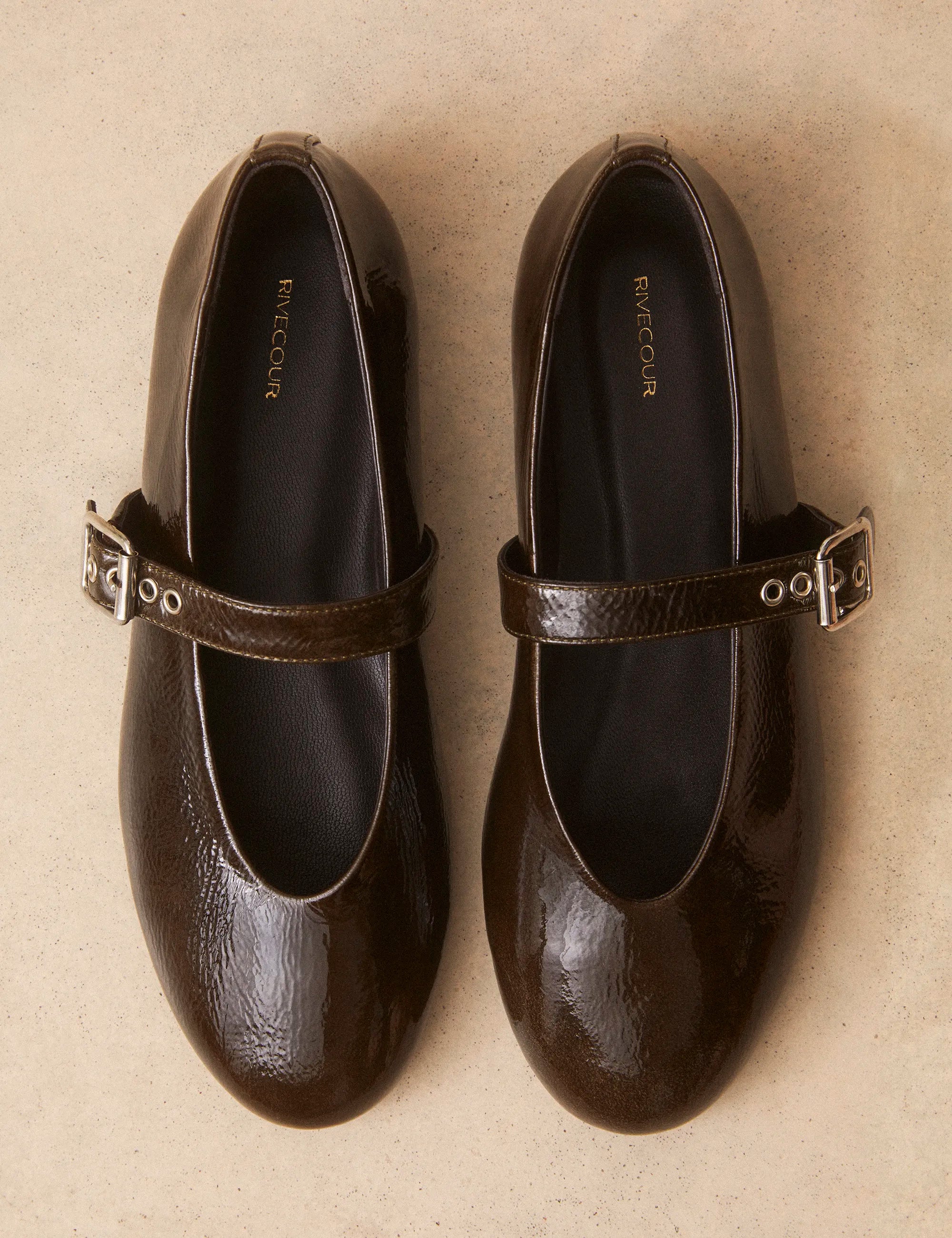 Babies Cuir Vernis Kaki - Numéro 140 - Rivecour