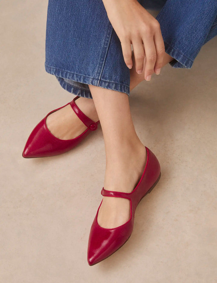 Ballerines Cuir Vernis Rouge - Numéro 144 - Rivecour