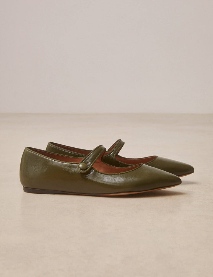 Ballerines Cuir Vernis Kaki - Numéro 144 - Rivecour