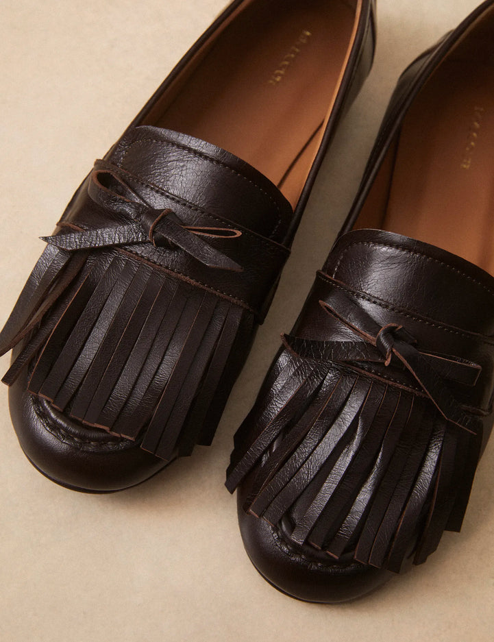 Mocassins Cuir Façon Vintage Marron Chocolat - Numéro 156 - Rivecour