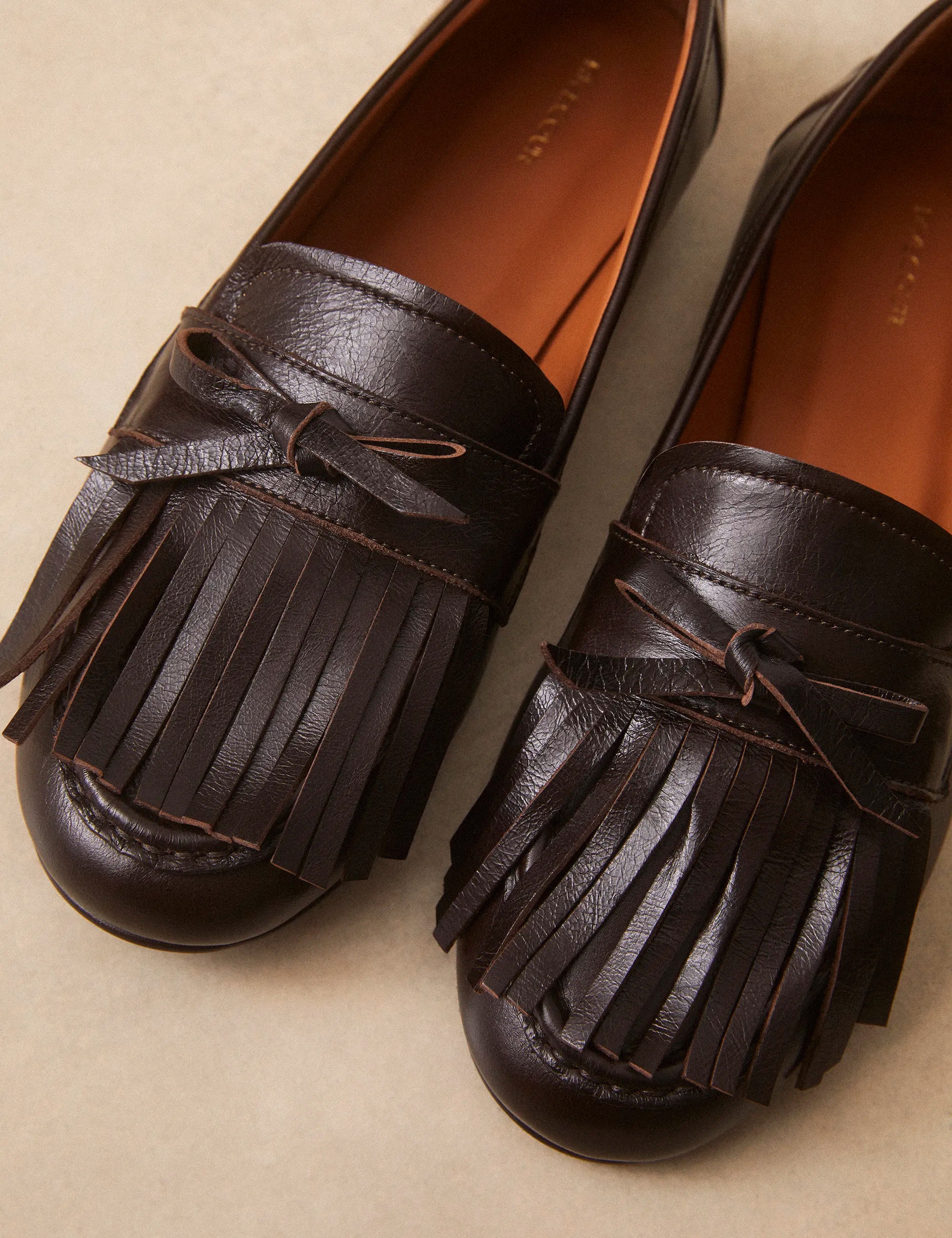 Mocassins Cuir Façon Vintage Marron Chocolat - Numéro 156 - Rivecour