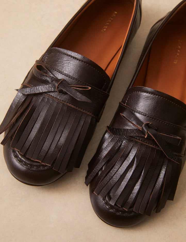 Mocassins Cuir Façon Vintage Marron Chocolat - Numéro 156 - Rivecour