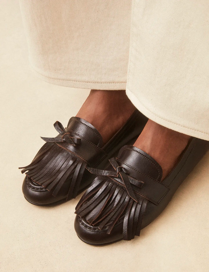 Mocassins Cuir Façon Vintage Marron Chocolat - Numéro 156 - Rivecour