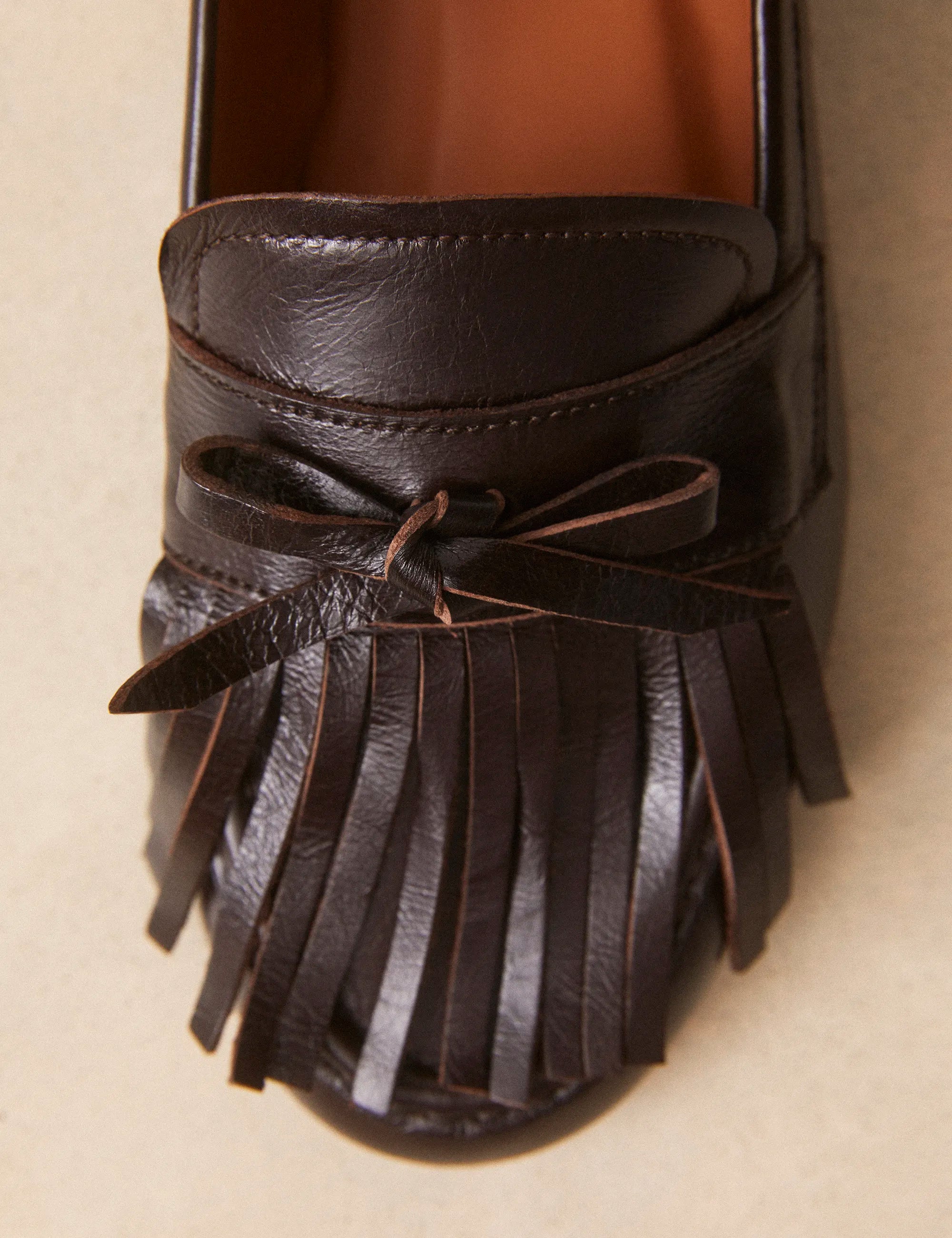 Mocassins Cuir Façon Vintage Marron Chocolat - Numéro 156 - Rivecour