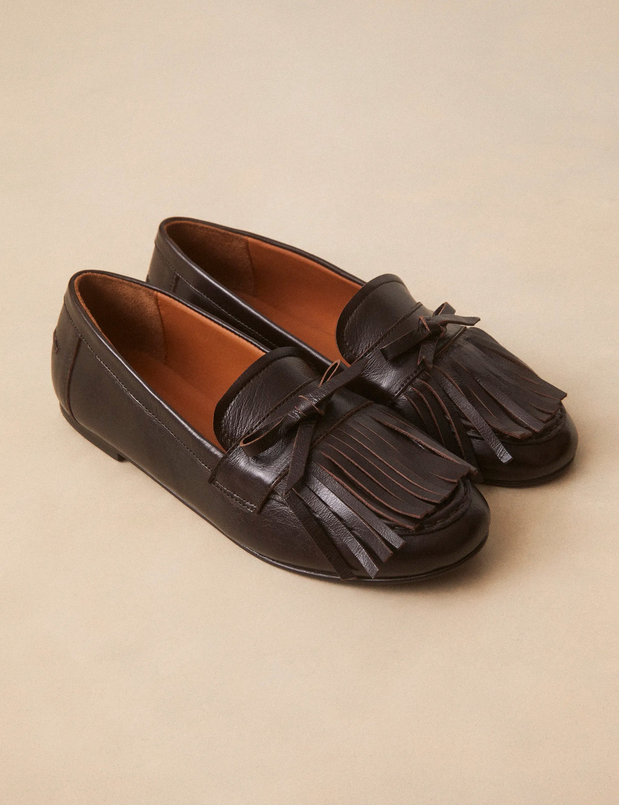 Mocassins Cuir Façon Vintage Marron Chocolat - Numéro 156 - Rivecour