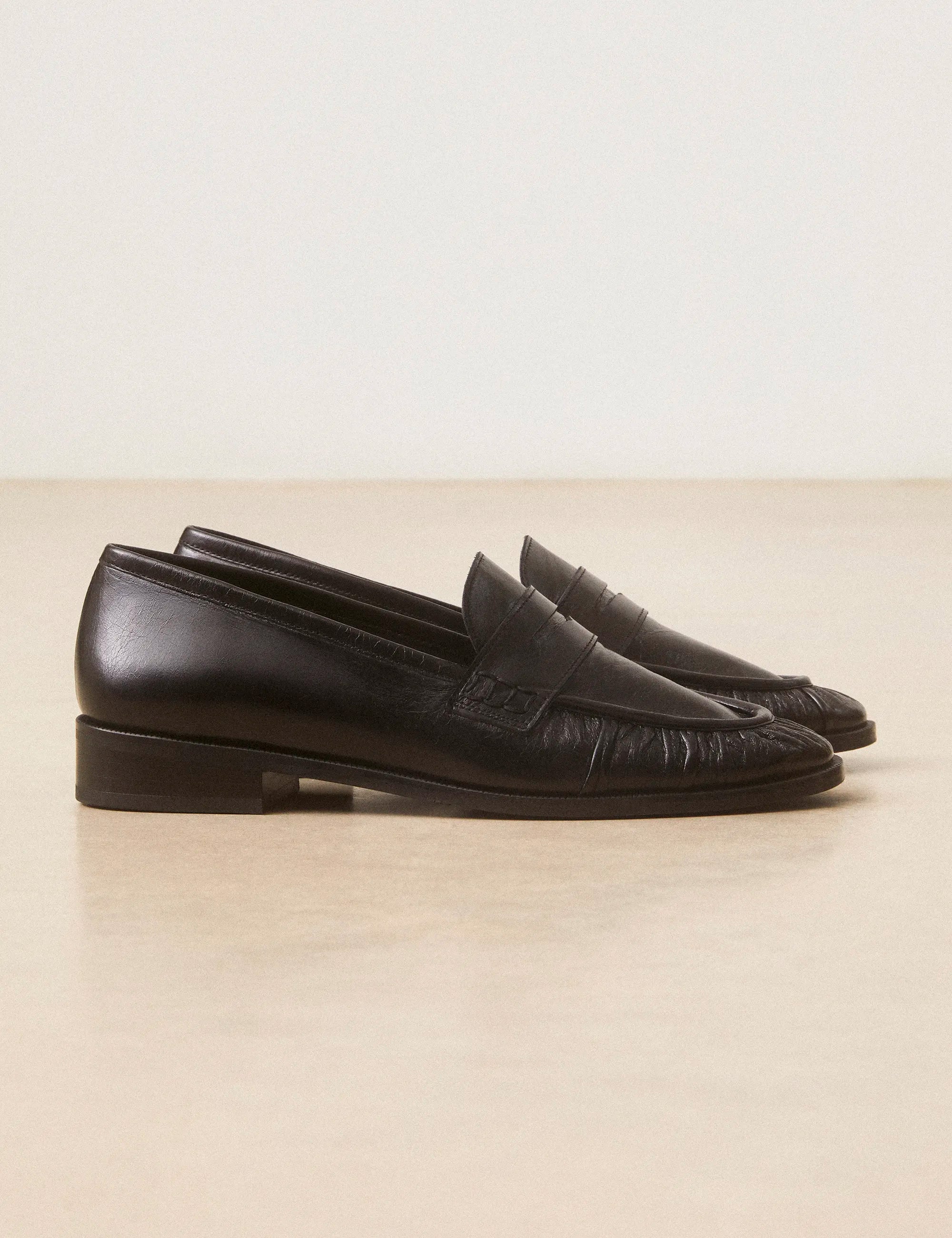 Mocassins Cuir Façon Vintage Noir - Numéro 158 - Rivecour