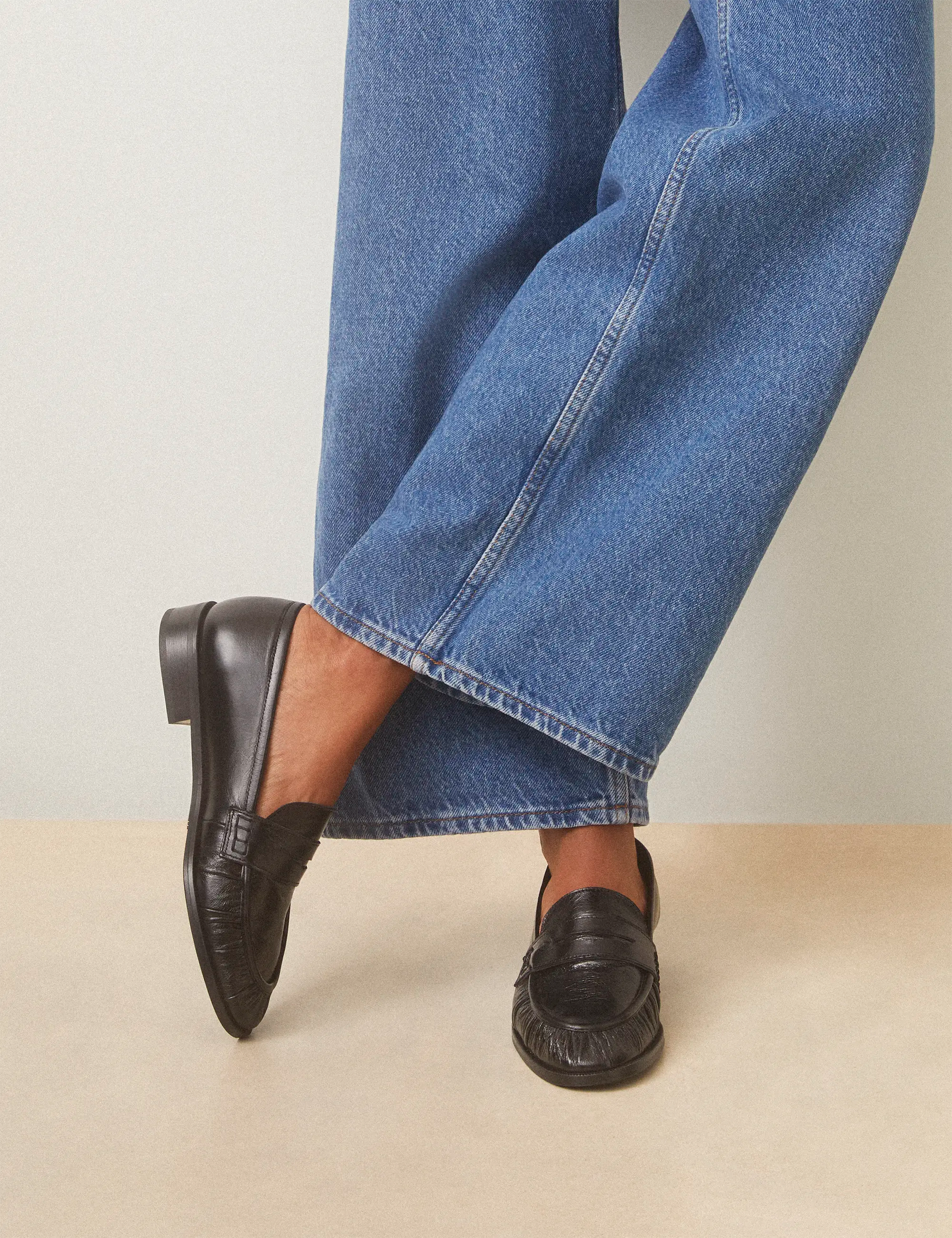 Mocassins Cuir Façon Vintage Noir - Numéro 158 - Rivecour