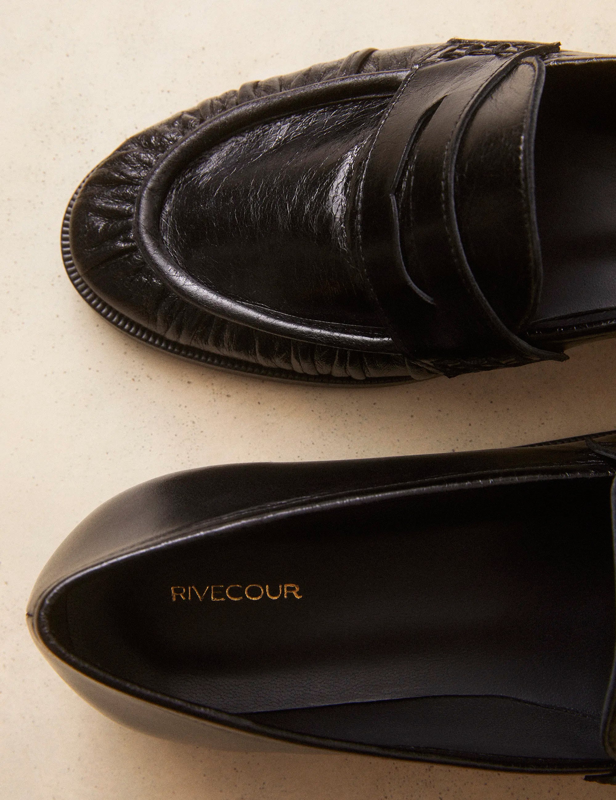 Mocassins Cuir Façon Vintage Noir - Numéro 158 - Rivecour