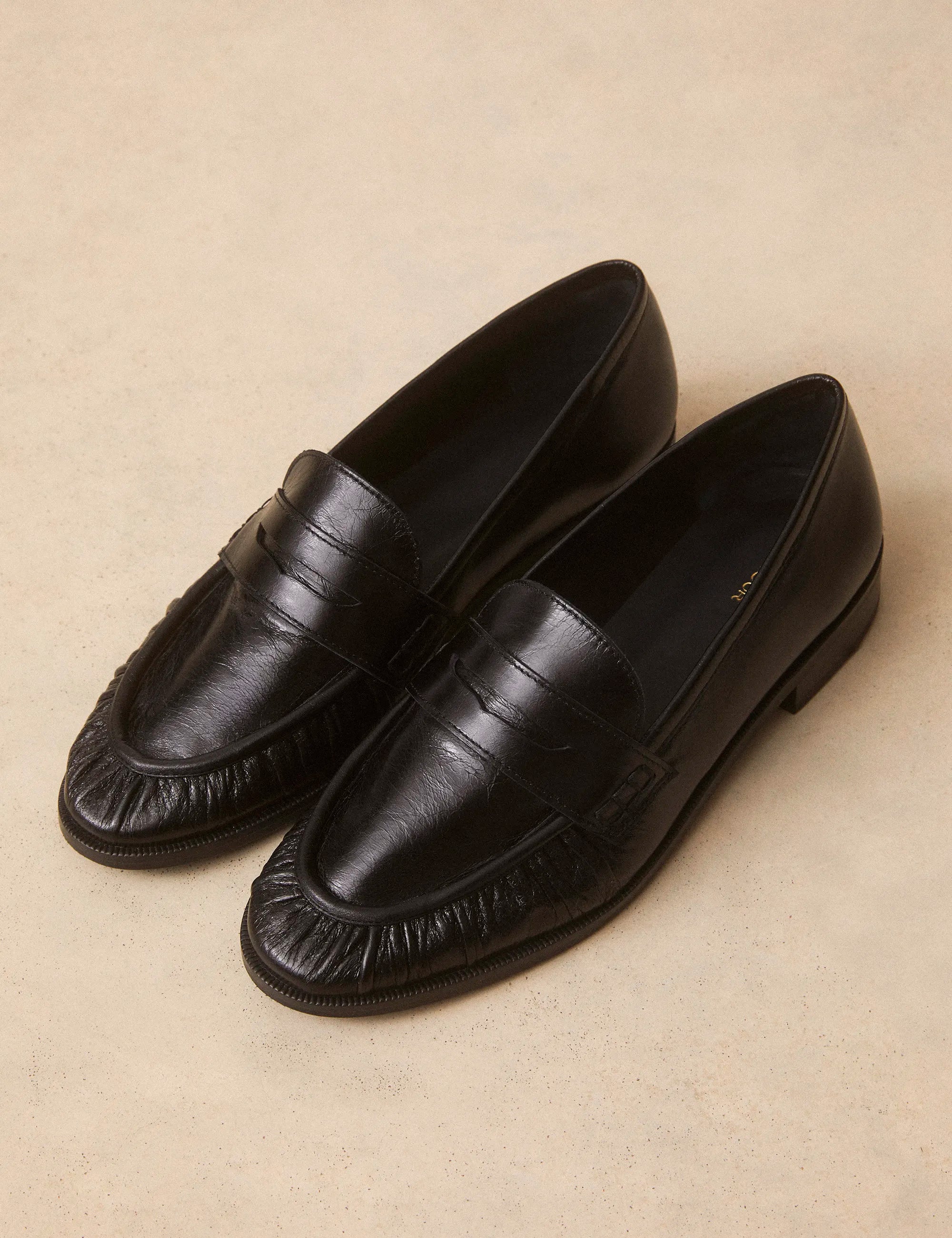 Mocassins Cuir Façon Vintage Noir - Numéro 158 - Rivecour