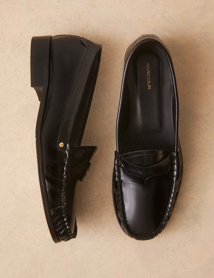 Mocassins Cuir Glacé Noir - Numéro 182 - Rivecour