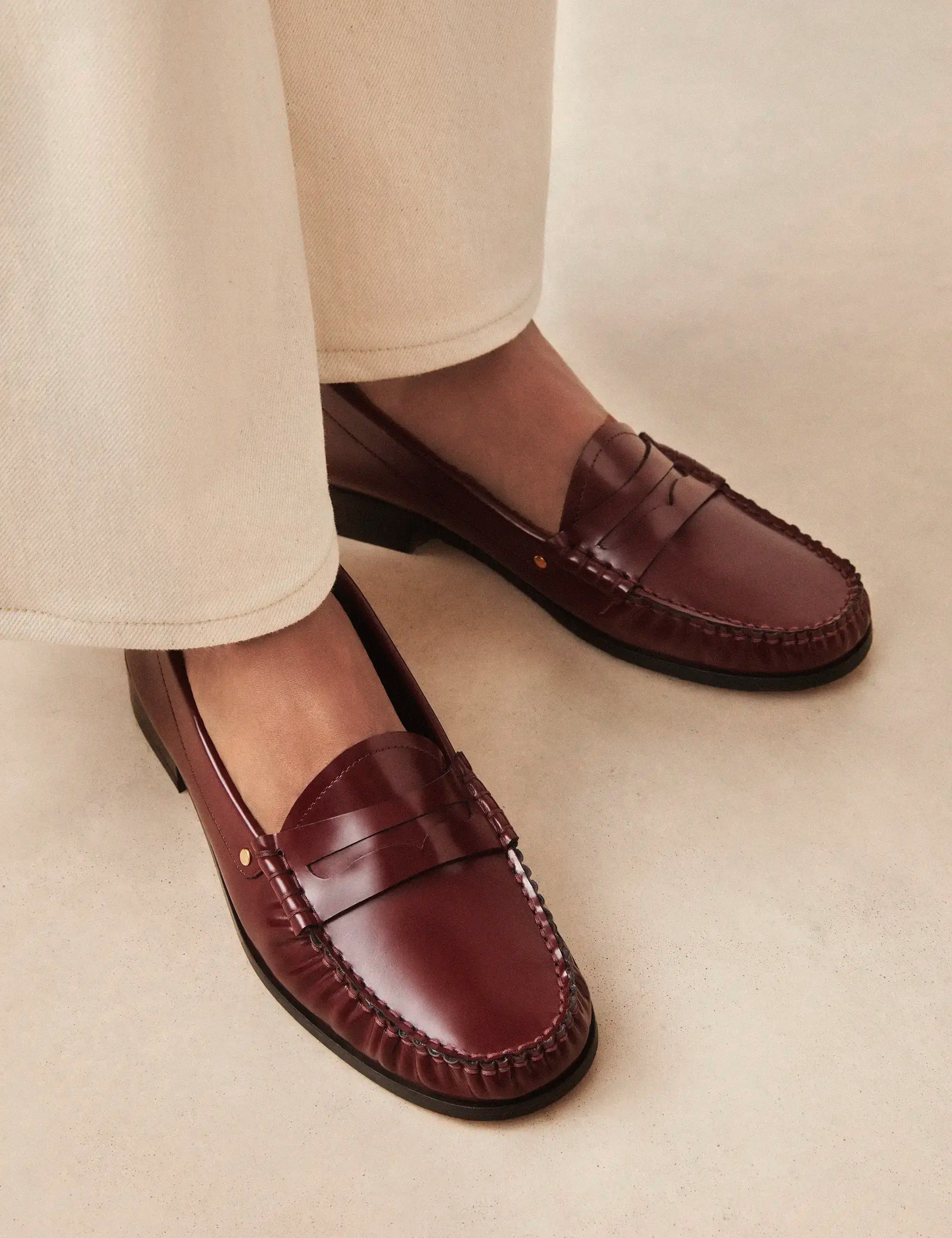 Mocassins Cuir Glacé Bordeaux - Numéro 182 - Rivecour