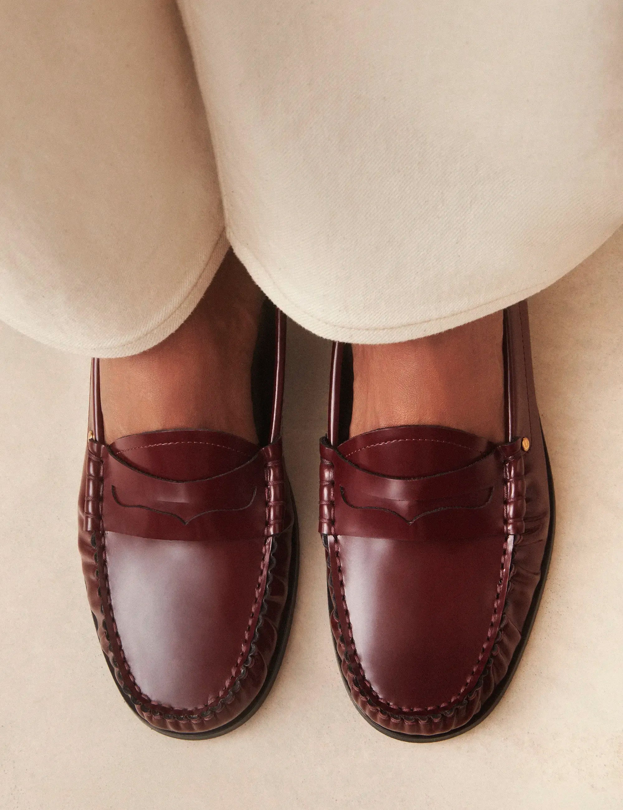Mocassins Cuir Glacé Bordeaux - Numéro 182 - Rivecour