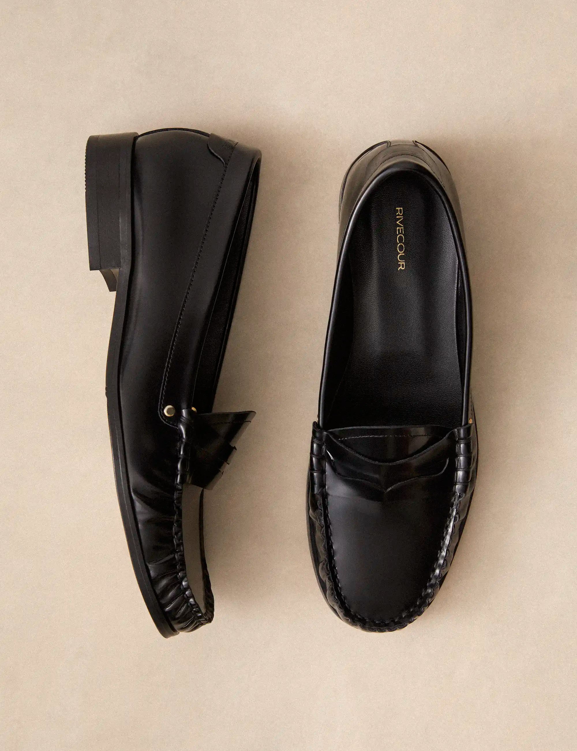 Mocassins Cuir Glacé Noir - Numéro 182 - Rivecour loafers-derbies