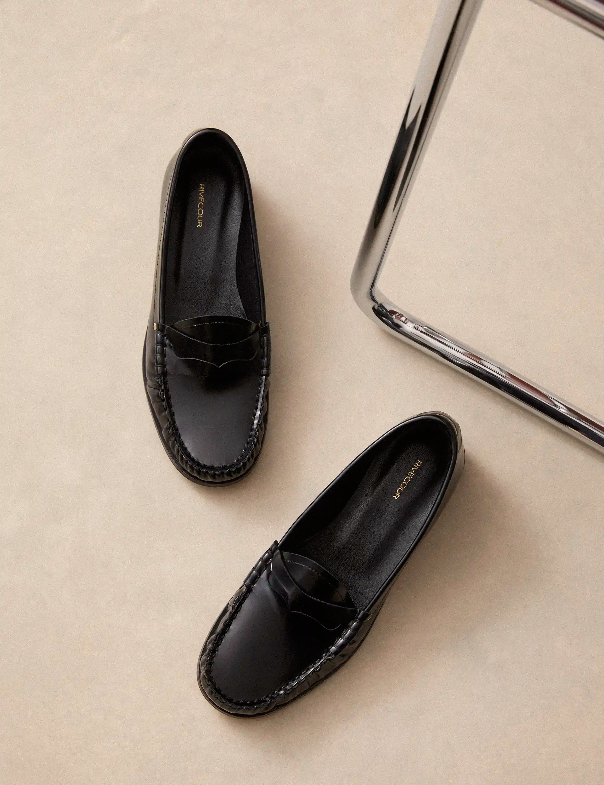 Mocassins Cuir Glacé Noir - Numéro 182 - Rivecour