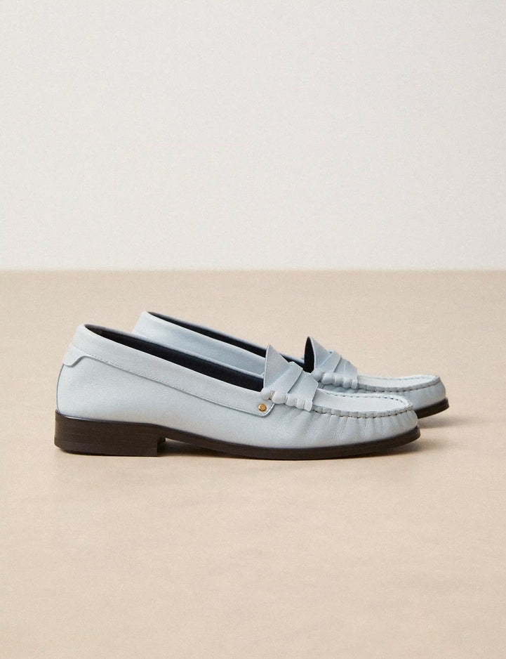 Mocassins Cuir Nappa Bleu Lin - Numéro 182 - Rivecour