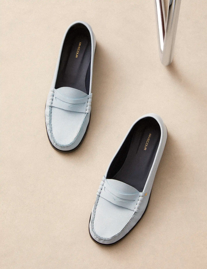 Mocassins Cuir Nappa Bleu Lin - Numéro 182 - Rivecour