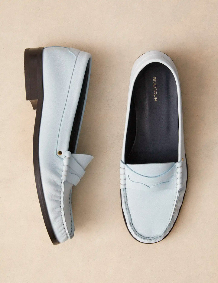 Mocassins Cuir Nappa Bleu Lin - Numéro 182 - Rivecour
