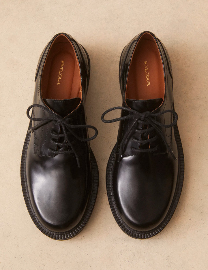 Derbies Cuir Glacé Noir - Numéro 188 - Rivecour