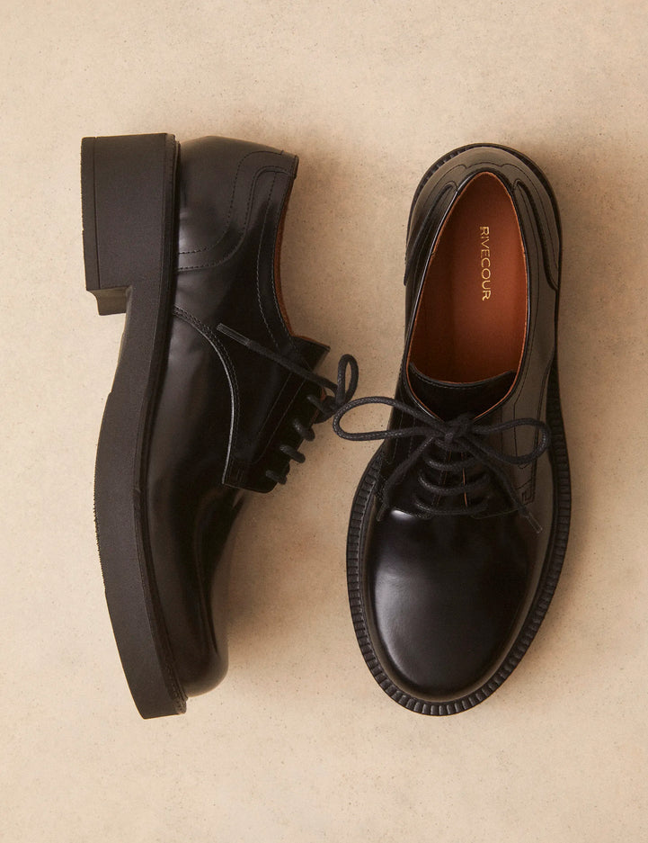 Derbies Cuir Glacé Noir - Numéro 188 - Rivecour