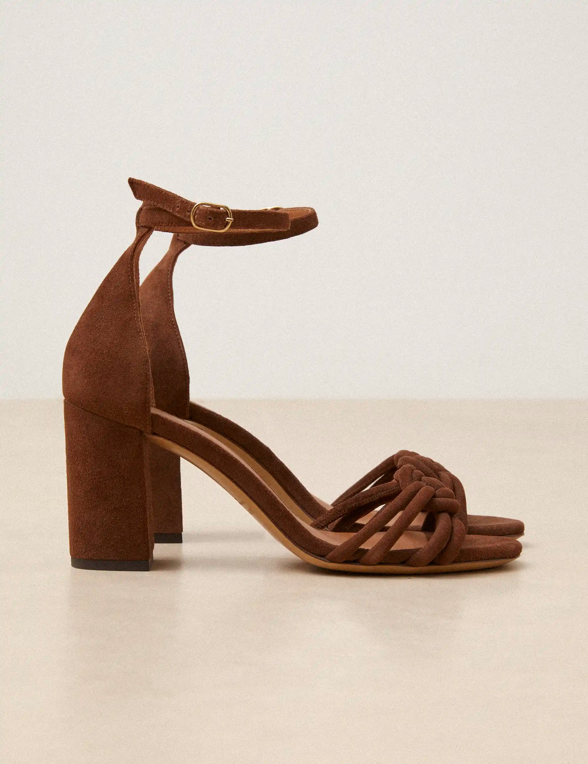 Sandals à talons Suede Hazelnut - Numéro 191 - Rivecour