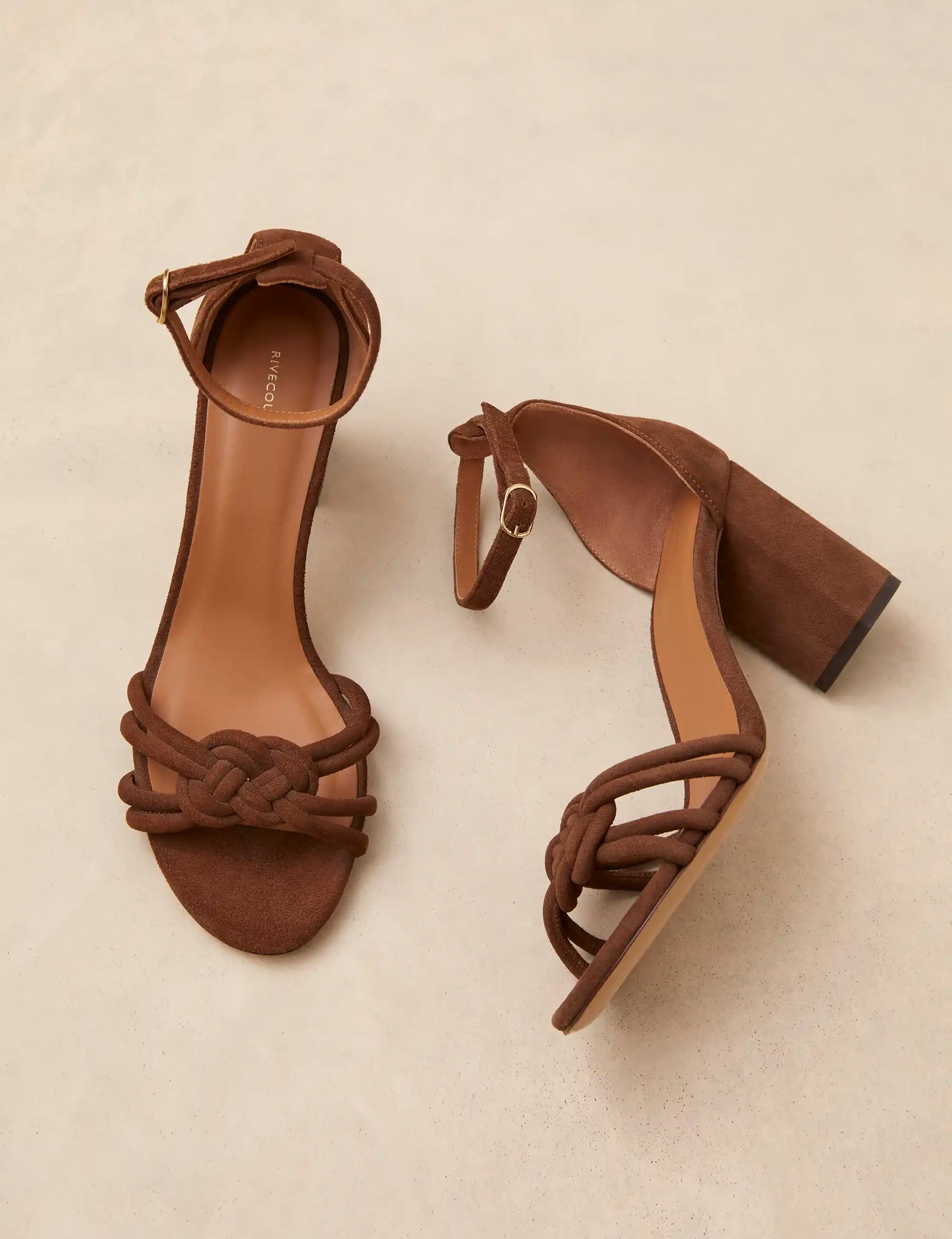 Sandals à talons Suede Hazelnut - Numéro 191 - Rivecour