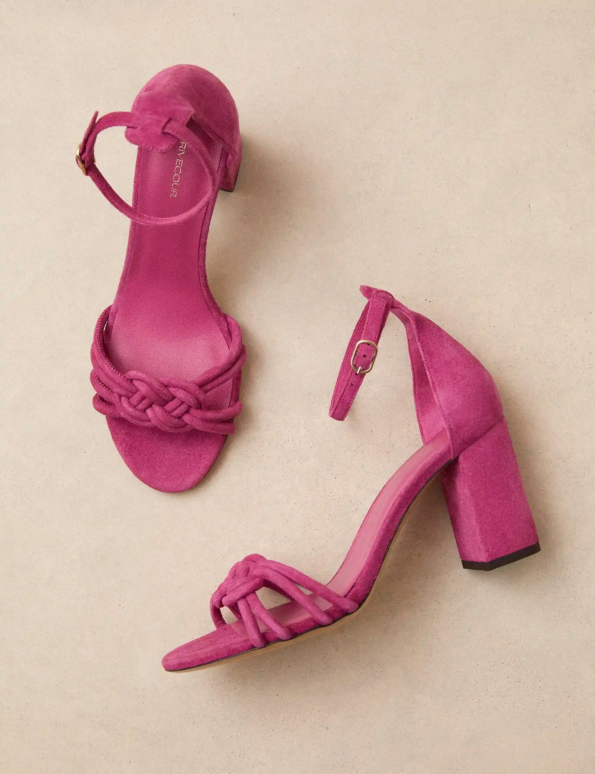 Sandals À Talons Suede Pink Pivoine - Numéro 191 - Rivecour