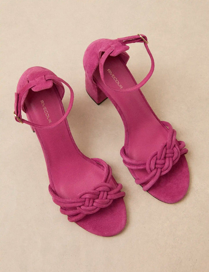 Sandales À Talons Suède Rose Pivoine - Numéro 191 - Rivecour