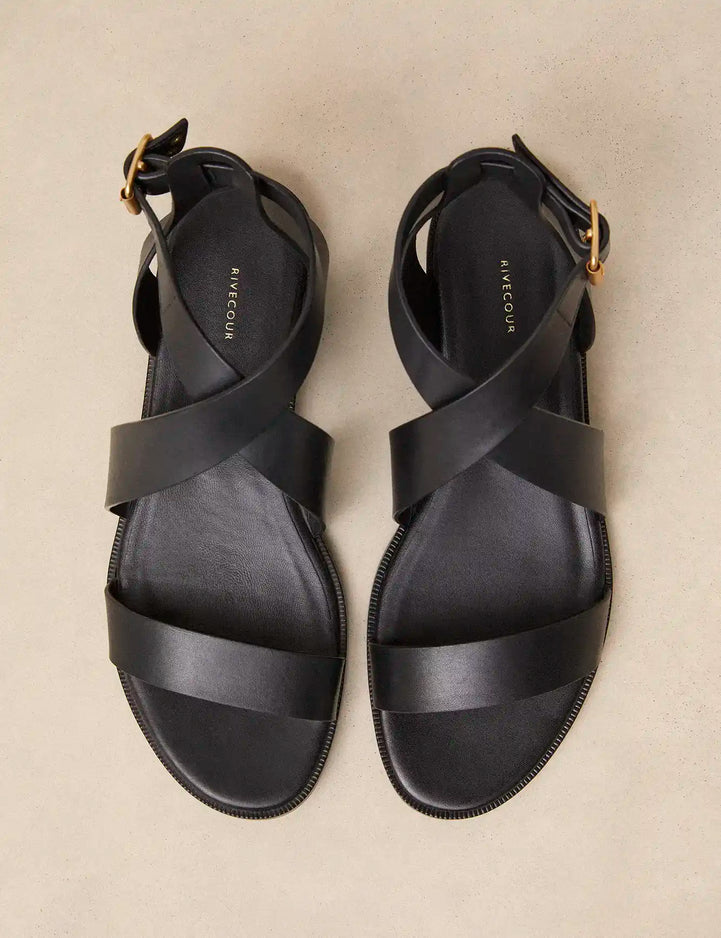Flat Sandals Leather Black - Numéro 202 - Rivecour