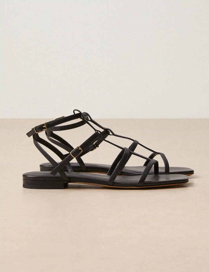 Flat Sandals Leather Nappa Black - Numéro 210 - Rivecour
