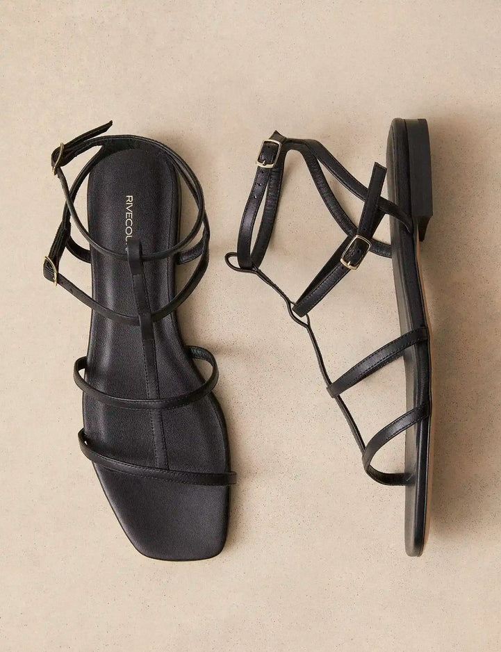 Flat Sandals Leather Nappa Black - Numéro 210 - Rivecour