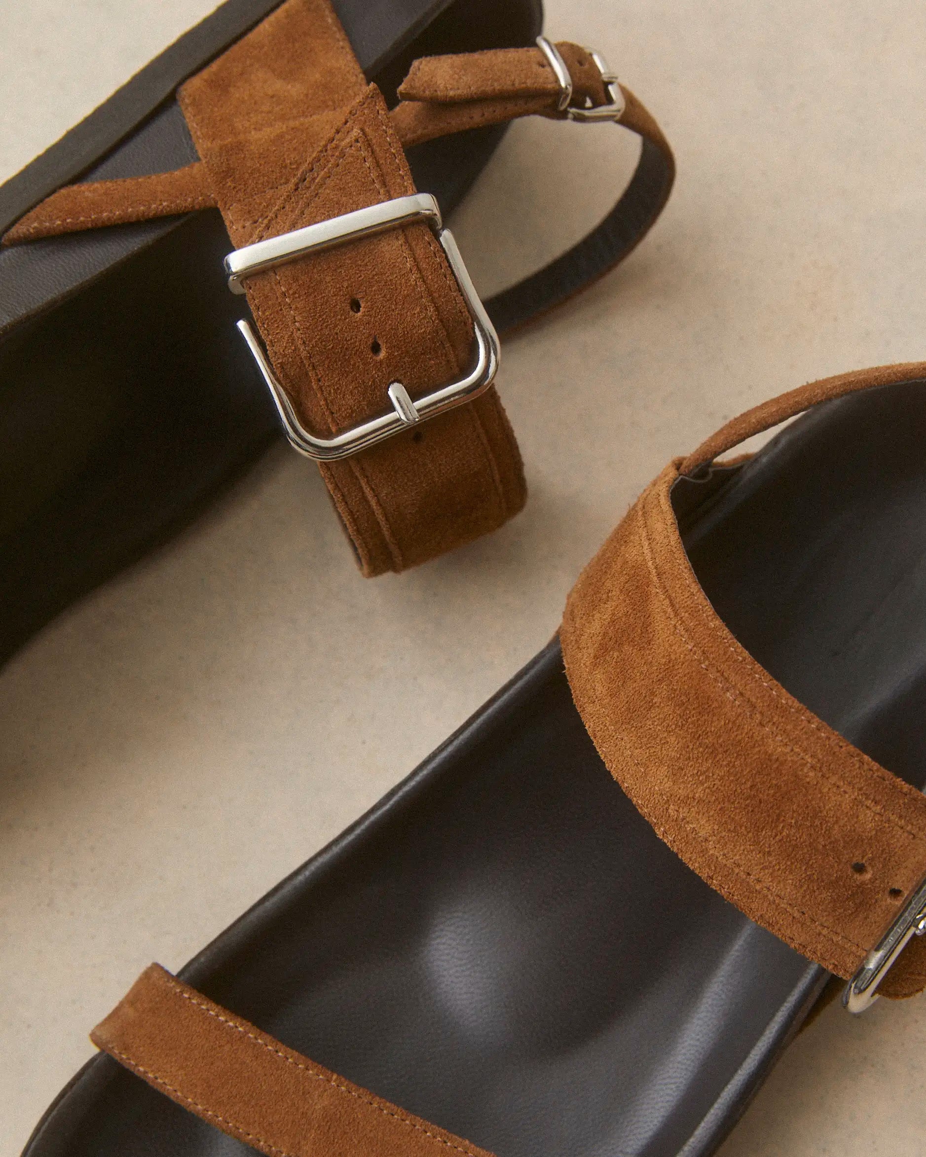 Flat Sandals Suede Cognac - Numéro 218 - Rivecour