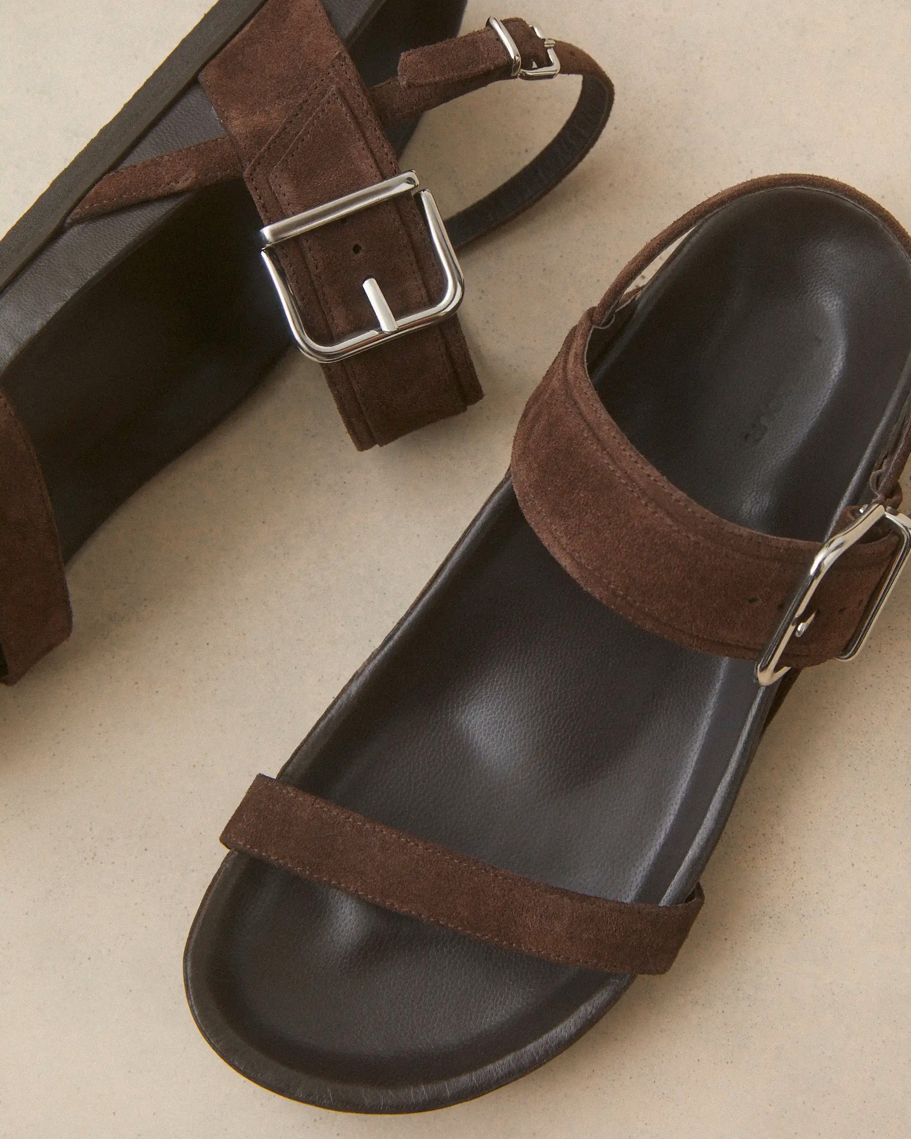 Flat Sandals Suede Brown - Numéro 218 - Rivecour