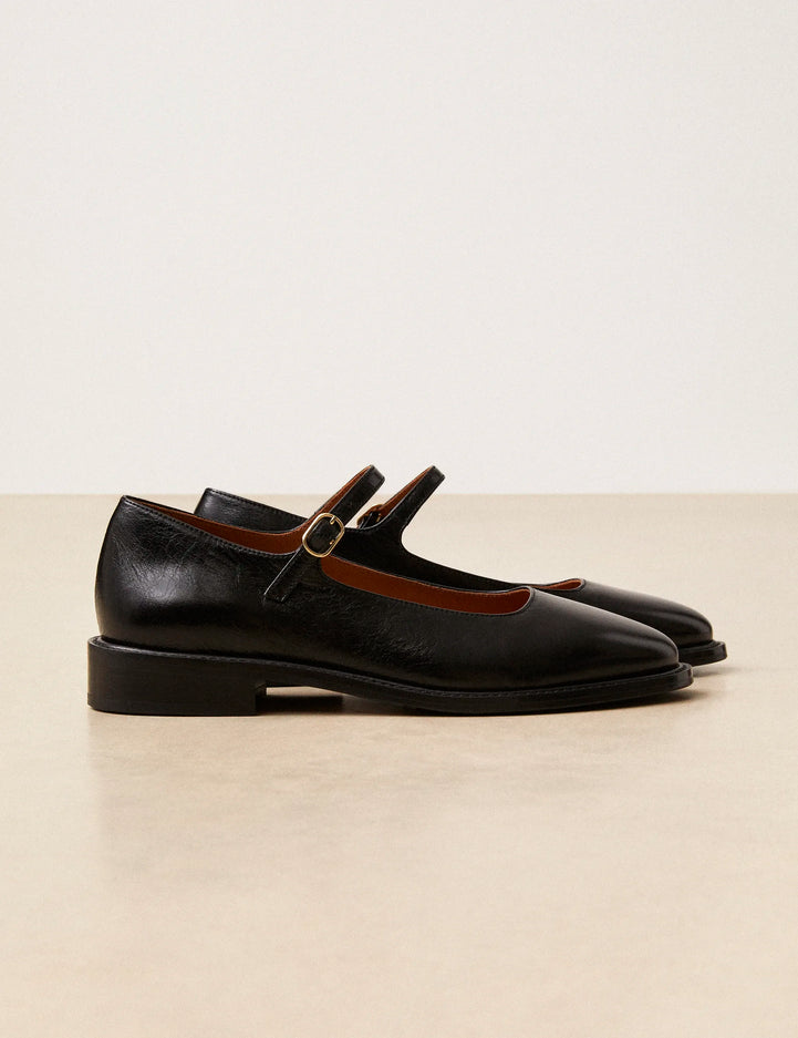 Babies Cuir Façon Vintage Noir - Numéro 254 - Rivecour