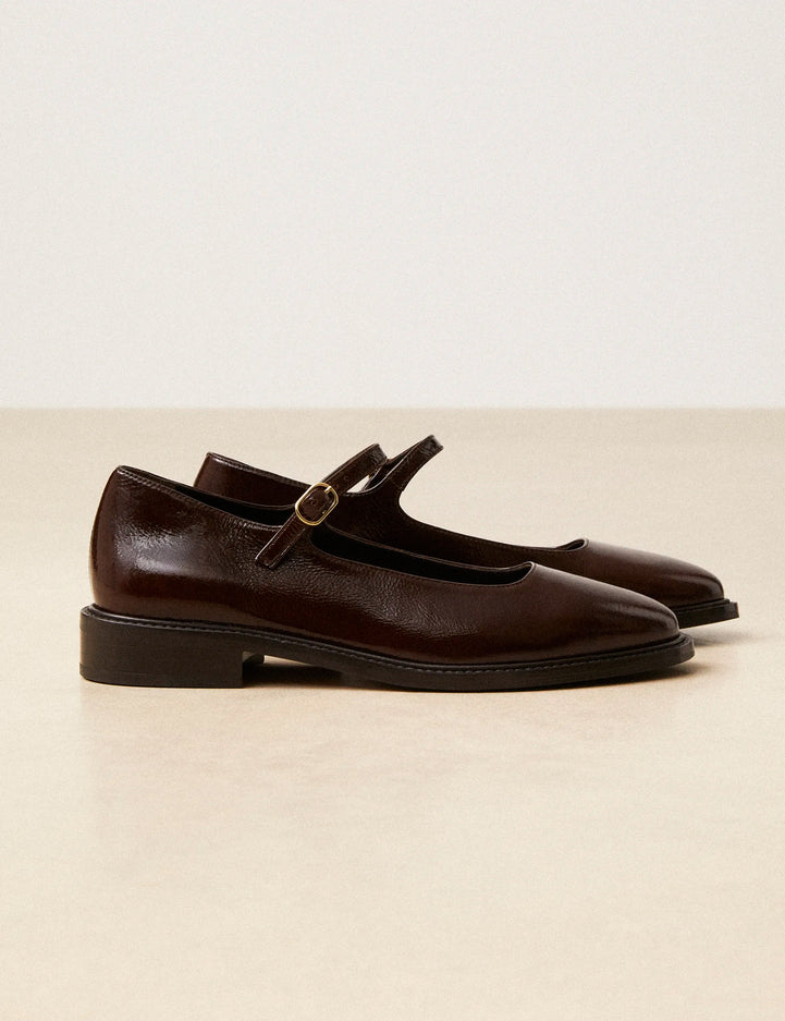 Babies Cuir Vernis Marron Chocolat - Numéro 254 - Rivecour