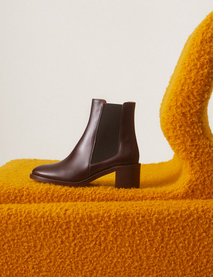 Bottines À Talons Cuir Marron Chocolat - Numéro 289 - Rivecour