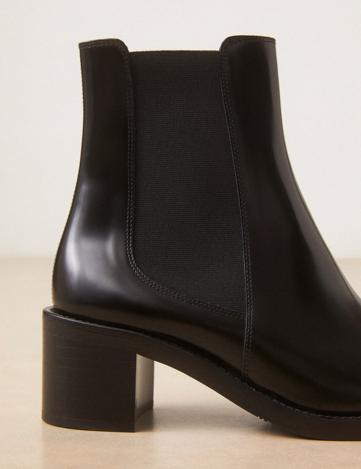 Bottines À Talons Cuir Glacé Noir - Numéro 289 - Rivecour