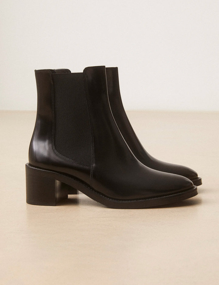 Bottines À Talons Cuir Glacé Noir - Numéro 289 - Rivecour